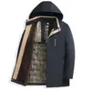 Abrigo de algodón con capucha y relleno de plumón para hombre, chaqueta de algodón cálida y gruesa de invierno, holgada, parte superior tipo parka, abrigo de algodón moderno