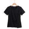 2026 Primavera y Verano Nuevo Estilo Cuello Redondo Estilo Europeo Dobladillo Asimétrico Camiseta de Manga Corta para Mujer Algodón Cómoda 141