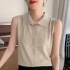 Nova Malha Sem Manga para Primavera e Outono para Mulheres, Colete Versátil Estiloso com Gola, Projetado para Usar em Camadas como uma Camisa POLO