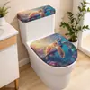 Funda de Inodoro de Tela de Mármol con Flores de Plantas Transfronterizas Juego de 2 Piezas Cubierta Protectora de Baño para el Hogar Fabricante Venta al por Mayor