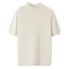 Suéter de Punto Holgado Casual de Cachemir para Mujer, Cuello Semi Alto, Manga Media Recta, Listo para Usar, Otoño Temprano