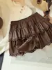 Falda de gamuza para pastel mujer 26 otoño nuevo versión coreana dulce línea A anti-exposición corta abullonada