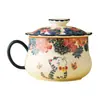 Taza de Té de Cerámica Blanca Roca Mineral de Fábrica Mariposa Amor Flor Gato Lindo Taza de Té Café Taza Taza con Tapa Taza de Café