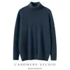 Atacado de Fábrica Fio Consinee Elegante 100% Caxemira Pura Gola Alta Camisa de Base Masculina Malha Solta