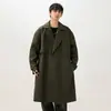 Enbu Primavera y Otoño Nueva Juventud Estilo Británico Gabardina Marca de Moda Chaqueta de Longitud Media Abrigo Holgado para Hombre Abrigo de Invierno para Hombre