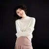 Suéter Sem Costura Shima Sei Malha de Cashmere para Bebê Tricô Feminino Gola Alta com Borda Enrolada Lã Solta Camada Interna Camisa Base