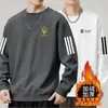 Sudadera para hombre 2025 otoño estilo americano holgada manga larga cuello redondo forrada de polar engrosada ropa deportiva pullover moderna resistente versátil