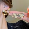 Aretes redondos de metal irregular con baño de oro real y aguja de plata, aretes exagerados europeos y americanos, aretes de temperamento de moda, de alta calidad