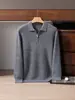 Suéter 100% caxemira pura para homens, camisa com gola polo, novo suéter de malha grossa casual business solto para outono e inverno