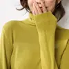 Camisa de Base com Gola de Pelo para Outono e Inverno, Novo Suéter Tricotado Feminino Estilo Coreano, Cor Lisa, Mangas Longas, Gola Alta Curta