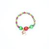 Pulsera de regalo de Navidad con cordón elástico y cuentas de colores, ideal como regalo de Navidad, con campana para árbol de Navidad de Papá Noel.