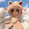 Gorro de Peluche con Orejas Lindas Bufanda Todo en Uno para Mujer Invierno Protección para Orejas Gorro Cálido Bufanda para Cuello Estudiante Viento Frío