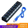 Hub USB 3.0 de 4 Puertos Hub de Alta Velocidad Divisor USB Estación de Acoplamiento Interruptor Independiente Hub Uno a Siete Estación de Acoplamiento