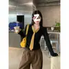 Camisa Blanca de Cuello Polo para Capas Interiores para Mujer Otoño Temprano Estilo Coreano Diseño Delgado Corto Camiseta de Manga Larga Tops Venta al por Mayor