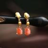 Pendientes de plata de ley S925 chapados en oro rojo del sur con forma de gota cepillada, nuevos de estilo chino, retro, de moda, personalizados, antiguos, color rojo agua.