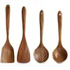Espátula de Madera de Acacia Hoja Pequeña Transfronteriza, Espátula de Cocina, Cuchara para Sopa, Espátula de Madera, Juego de Utensilios de Cocina de Madera de Teca, Madera