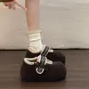 Zapatos Birkenstock Mujer Invierno Más Terciopelo Bordado Lazo 2026 Nuevo Cobertura Total Piel Algodón Zapatos Cálidos Aumento Interno Altura Zapatos