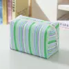 Bolsa de Maquillaje Seersucker Rayada Fresca Estilo Ins para Mujer, Neceser Portátil de Gran Capacidad, Bolsa de Almacenamiento para Cuidado de la Piel de Viaje