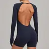Venta al por mayor de Ropa de Yoga Transfronteriza, Mono Deportivo de Pilates con Cuello Redondo Ajustable sin Espalda, Ropa Adelgazante para Fitness para Mujeres, Dropshipping