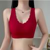 Conjunto de Ropa Interior Transfronterizo de Seda de Hielo Sin Costuras Deporte Espalda Hermosa Ropa Interior Bragas para Mujer Tirantes Anchos Chaleco Sin Costuras con Volantes