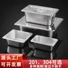 Recipiente de Servir de Acero Inoxidable 304 con Tapa, Recipiente Grueso de Grado Alimenticio Comercial para Buffets, Recipiente Cuadrado para Puestos de Comida Rápida