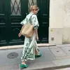 Aliexpress Exportación Transfronteriza Ropa Europea y Americana 2025 Verano Popular Estampado Un Botón Cuello en V Vestido Estilo Vacacional
