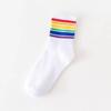 Calcetines Arcoíris para Mujer, Calcetines de Media Pantorrilla Modernos, Estilo Universitario Ins a Rayas Absorbentes de Sudor para Primavera y Otoño