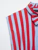 Para Comercio Exterior Transfronterizo Ropa de Mujer al por Mayor Europea y Americana Nueva Moda Elegante Versátil Camisa de Rayas para el Trabajo con Decoración de Lazo