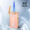 Isqueiro Portátil de Disparo Direto com Aparência Premium, Padrão Aurora Colorido da Moda, Isqueiro à Prova de Vento com Chama Azul, Venda por Atacado de Presentes