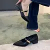 Zapatos Mary Jane Chuyuji sin cordones, punta fina, tacón grueso, corte bajo y una sola tira, zapatos de una sola tira de corte bajo de estilo francés para el trabajo.