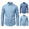Comércio eletrônico transfronteiriço, Amazon: Nova camisa de manga comprida para homens, com estampa paisley e design retrô em jeans, estilo moderno