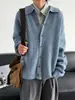 Cardigan Casaco Suéter Tricô Masculino Estilo Coreano Retro Solto Casual Manga Longa Gola Lapela Versátil Tendência Primavera Outono
