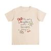 Camiseta Feminina de Verão 2026 Pura Algodão Manga Curta com Laço Doce e Juvenil, Nicho, Solta, Emagrecedora, Versátil, Ombro Normal