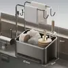 Nuevo ProductoEstante de Cocina para Paños Color Gris Gunmetal Estante de Almacenamiento con Drenaje Organizador de Esponjas Escurridor al Lado del Fregadero