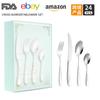Vajilla de acero inoxidable transfronteriza de Amazon, juego de cuchillos, tenedores y cucharas de diamante estrella de 24 piezas, cuchillo para carne occidental, tenedor y cuchara para 6 personas.
