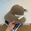Nuevo Sombrero de Cubo de Ala Ancha con Lazo y Rayas para Mujer, Plegable, Protección Solar, Protección UV, Sombrero para el Sol para Exteriores