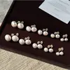 Pendientes de Perla de Panecillo al Vapor Shijia, Pendientes de Temperamento de Lujo Ligero, Pendientes de Moda Versátiles de Nicho Nuevos para Mujer