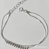 Pulseira Feminina com Contas Redondas Design de Nicho Simples Moda Versátil Joia de Mão Corrente de Osso de Cobra Dupla Camada Atacado Liga de Metal Não