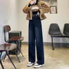 Pantalones de Mujer para Otoño/Invierno 2026 Estilo Coreano Cintura Alta Forrados de Felpa Engrosados Cálidos Sueltos Rectos Pierna Ancha Largo Hasta el Suelo