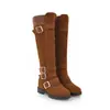 Botas Baixas Femininas Fivela de Cinto Britânica Comércio Exterior Botas de Tamanho Grande Amazon Botas de Cano Alto Chelsea Botas de Motocicleta Outono e Inverno Novas