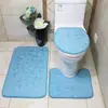 Juego de Tres Piezas de Terciopelo Coral para Inodoro Felpudo para Baño del Hogar Felpudo Antideslizante Entrada del Inodoro Felpudo de Piedra Pequeña tipo Guijarro