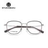 STUDIOMUKU gafas frescas de madera poligonales únicas montura de gafas de placa transparente diseño de titanio puro montura de gafas