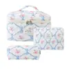 Bolsa de cosméticos portátil gran capacidad floral pequeño almacenamiento portátil algodón acolchado flor linda ins viaje estudiante
