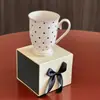 Juego de Taza de Agua de Cerámica Escandinava con Escurridor Sala de Estar Juego de Agua de Bienvenida Hermosa Taza Taza de Té de la Tarde con Rayas de Puntos