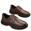 Zapatos de Piel para Hombre Primavera Nuevos Piel Suave Ligeros Antideslizantes Piel Mediana Edad y Mayores Punta Redonda Zapatos de Papá Tendencia Zapatos de Piel Venta al por Mayor