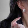 Pendientes de cadena de circonita cuadrada con diseño de nicho femenino, personalidad exagerada, pendientes de temperamento simple