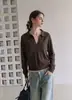 Suéter feminino de tricô com gola polo, estilo casual e jovem, nova coleção de outono, caimento solto, afina a silhueta, manga longa, moderno