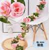 Planta de simulación de rosa, cadena de ratán, decoración de flores falsas, planta de techo de interior, pared, tubería de hierro, decoración de flores falsas