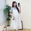 Vestido de Mujer Embarazada Xumeifu Verano 2024 Nuevo Estilo Coreano Reductor de Edad Borde de Hongo Holgado Cubre Barriga de Embarazo Vestido Falso de Dos Piezas