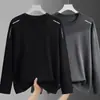 Camiseta de manga larga para hombre, capa interior de otoño para hombre, camiseta base elástica de corte holgado, camiseta estampada estilo coreano ins para hombre